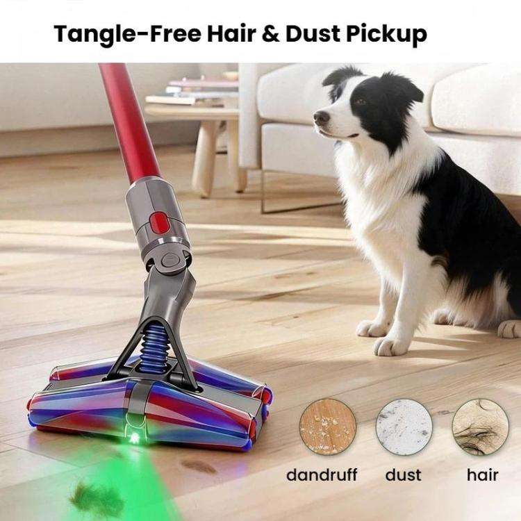 4-Conical Fluffy Roller Head For Dyson V7 V8 V10 V11 V15 with Dual-Side Green Laser Dust Illumina...