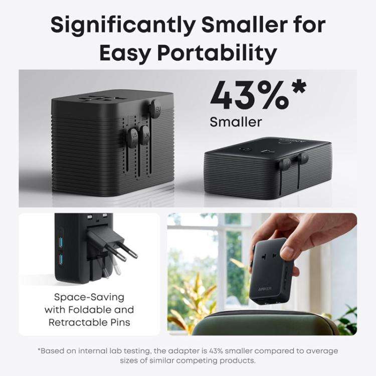ANKER A9215 Multi-Country Adapter 20W Fast Charging PD Smart Distribution Universal Portable Char...