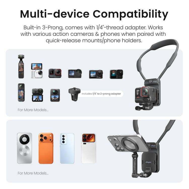 AMagisn Invisible Magnetic Neck Mount For First-Person View Vlogging Compatible With GoPro/Insta3...