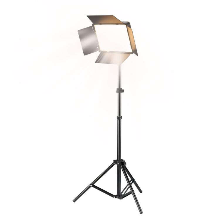 2700K-6500K 10-inch Square Flat Panel LED Light with 4-Leaf Barn Doors and 2.1m Tripod Stand for ...