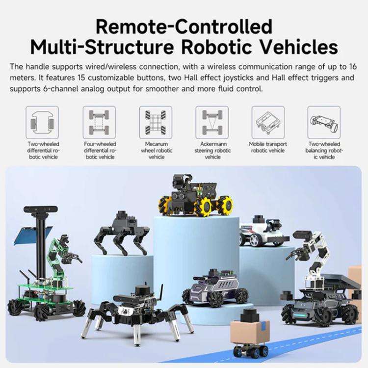 YAHBOOM Tri-Mode ROS Robot Controller Wireless Gamepad for Jetson, Raspberry Pi, Switch, PC(White)