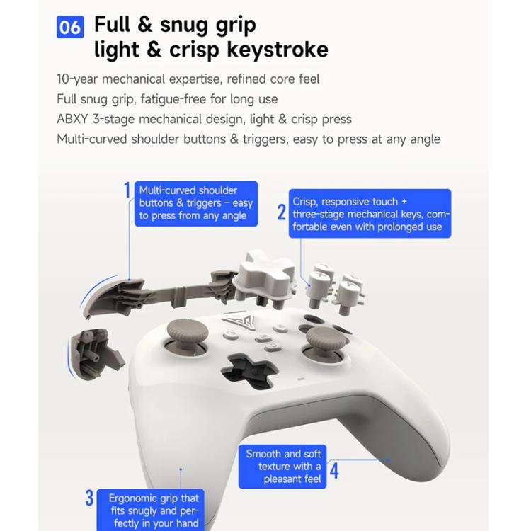 YAHBOOM Tri-Mode ROS Robot Controller Wireless Gamepad for Jetson, Raspberry Pi, Switch, PC(White)