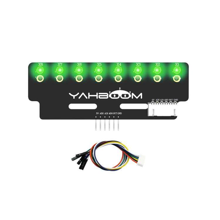 YAHBOOM 8-Channel Grayscale Line Tracking Sensor Module For Smart Car Robots(Green Light)
