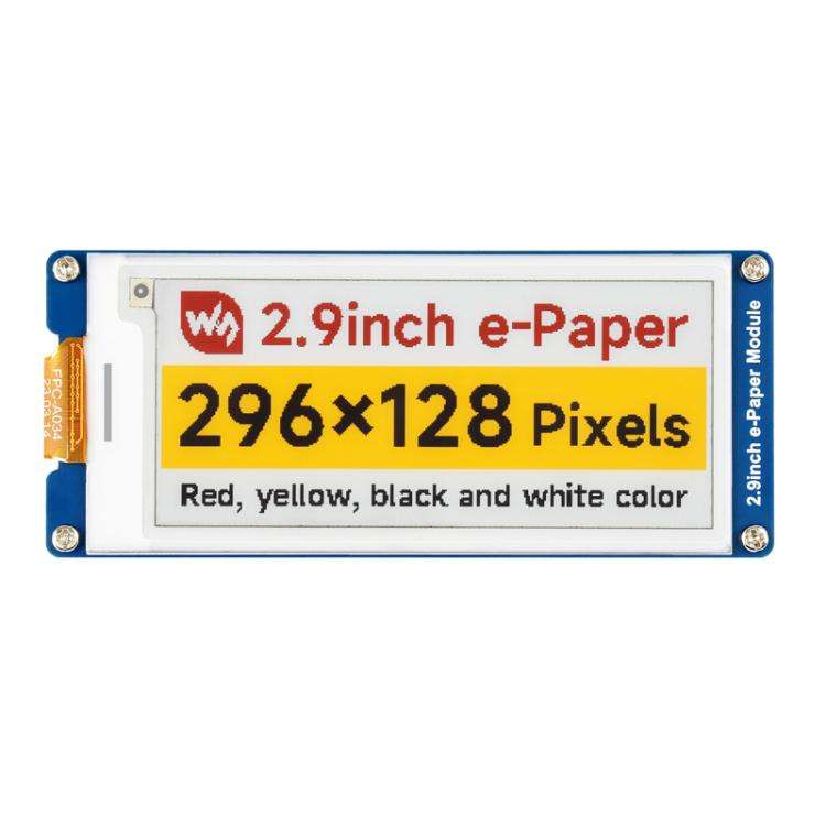 WAVESHARE 2.9inch E-Paper Display  E-Ink Display, 296x128, Red/Yellow/Black/White, SPI Interface,...
