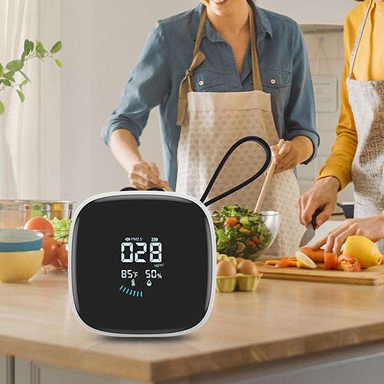 Mini PM2.5 Detector with Temperature & Humidity Monitor with Rechargeable Battery, Real-time LCD ...