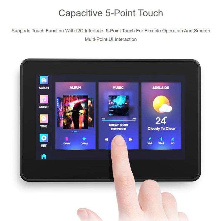 WAVESHARE RP2350 4.3inch Capacitive Touch Display Development Board, Spec: Without Case