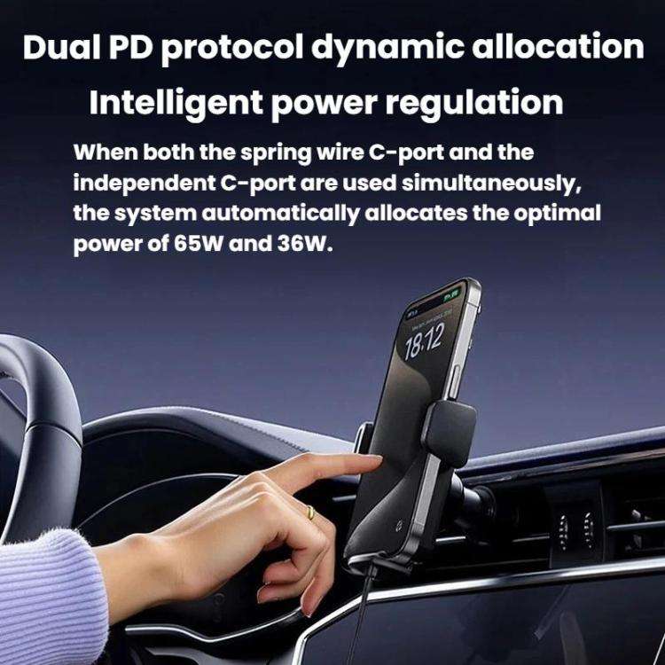 GE09 120W Car Cigarette Lighter With Voltage Display Car Phone Charger With Spring Cable