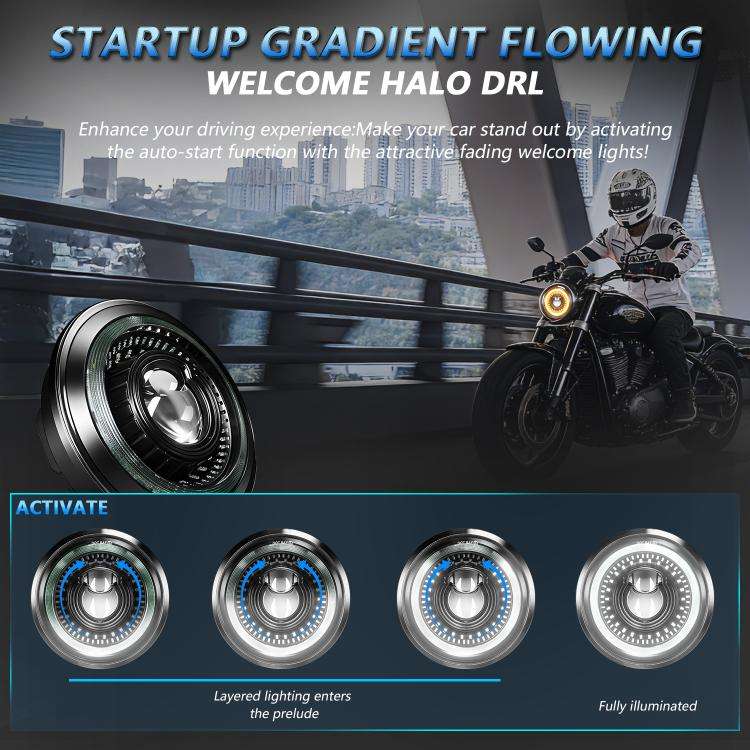 5.75-Inch High-Power Motorcycle Starry Sky Flowing Aperture Cut-Line Headlight(R25)