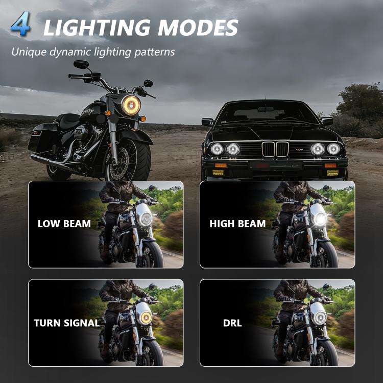 5.75-Inch High-Power Motorcycle Headlight With Flowing Light And Cut-Line Halo(R26)