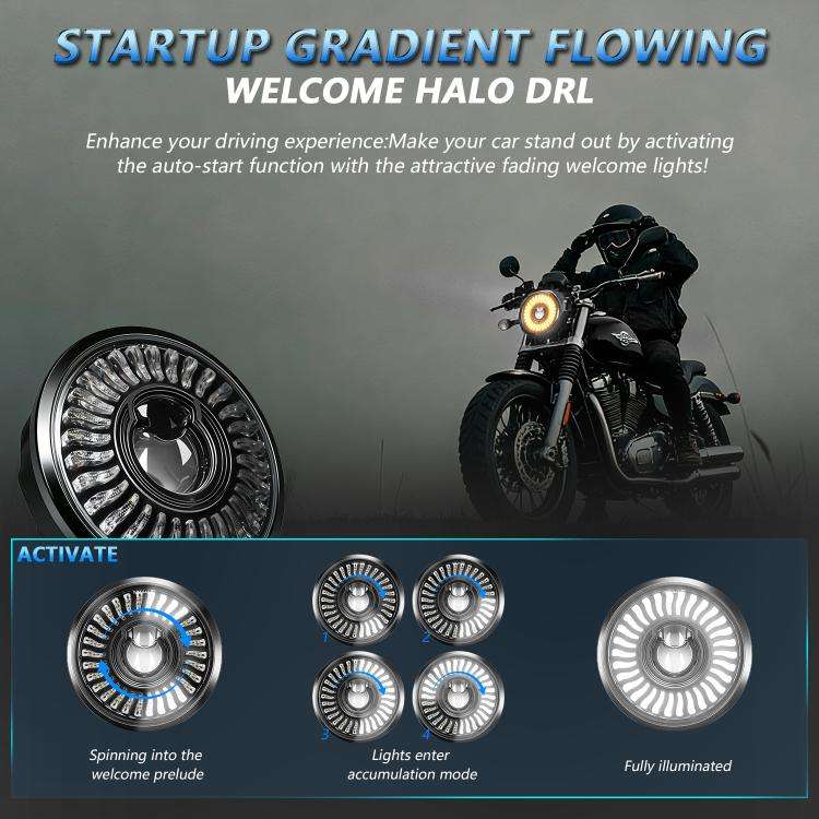 5.75-Inch High-Power Motorcycle Headlight With Flowing Light And Cut-Line Halo(R26)