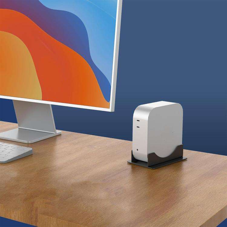 For Mac Mini M4 / M4 Pro Vertical Desktop Stand Metal Space Saving Holder(Black)