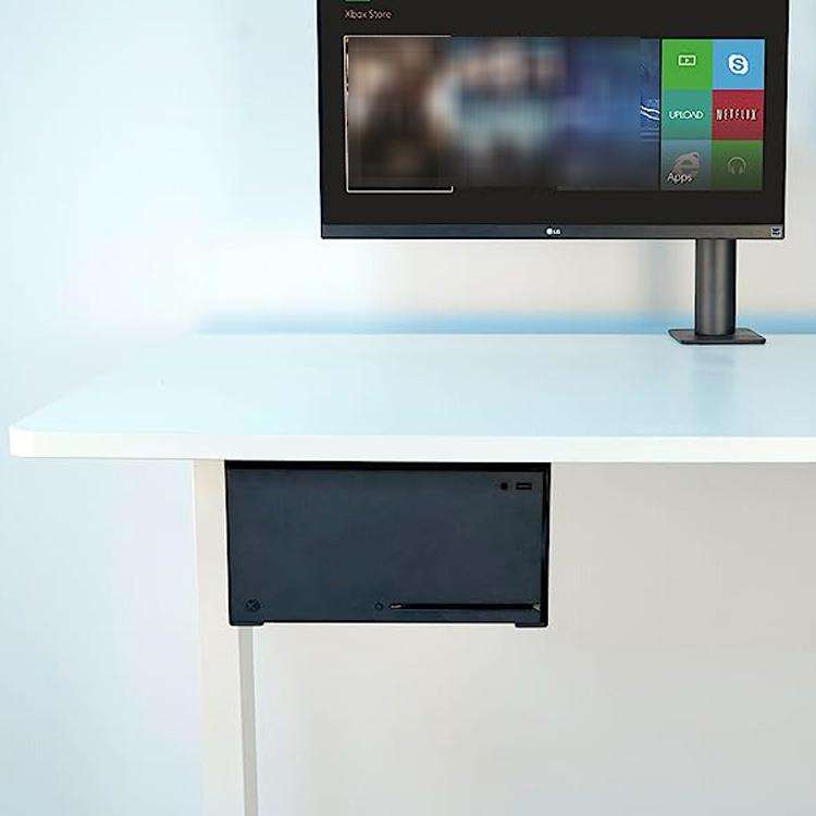 For XBOX Series X Under Desk Mount Metal Hidden Organizer Bracket Space Saving Holder(Black)