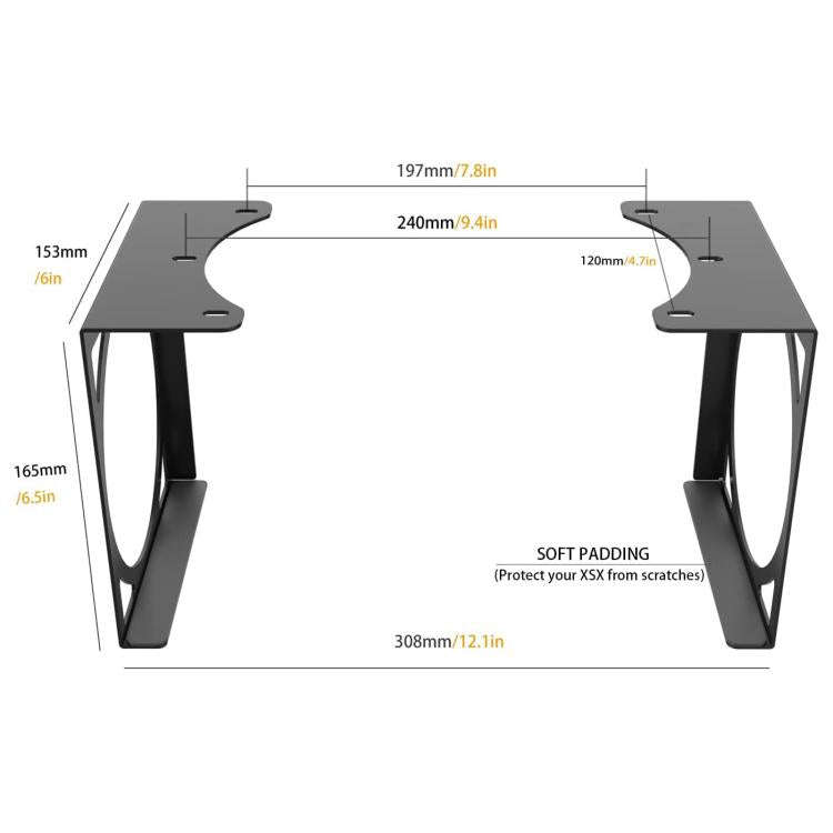 For XBOX Series X Under Desk Mount Metal Hidden Organizer Bracket Space Saving Holder(Black)