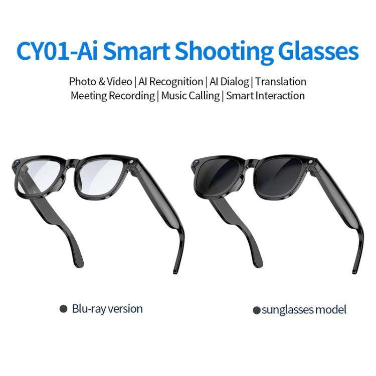 CY01 Smart Glasses Support 8MP Video Recording, AI Simultaneous Translation & Human Recognition, ...