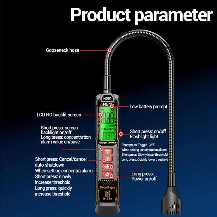 ANENG Air Conditioner Refrigerant Car Halogen Leak Detector, Specification: Battery