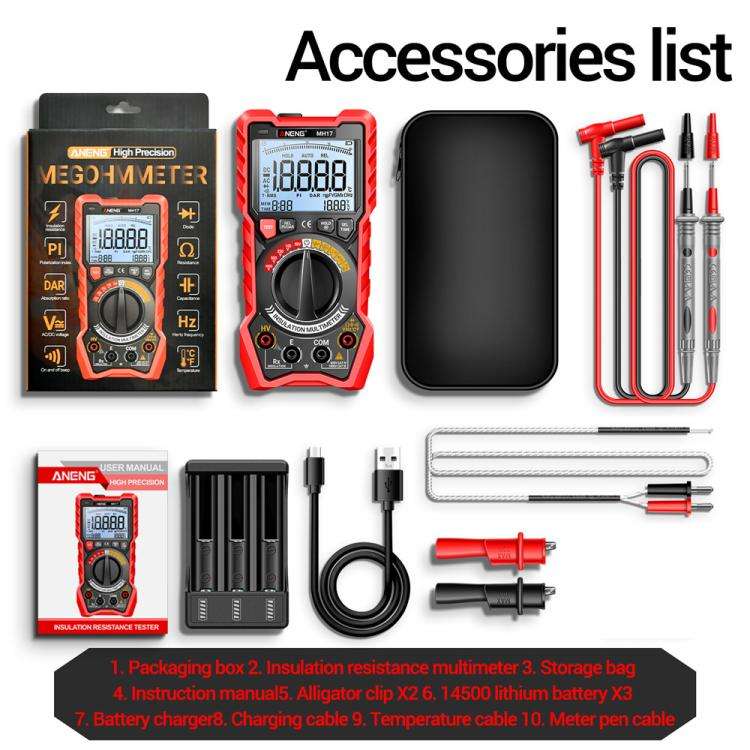 ANENG 1000V Insulation Resistance Tester Digital Megohmmeter(MH17)