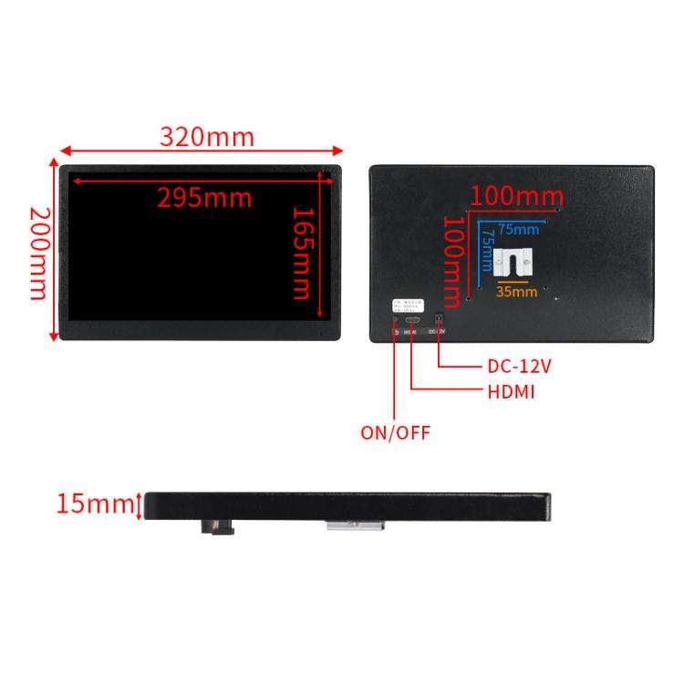 13.3 Inch with 32mm Mounting Bar Industrial Grade IPS Microscope Monitor, US Plug