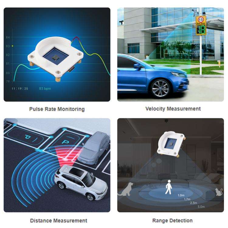WAVESHARE 60GHz Millimeter-Wave Micro-Motion Sensing Radar Module, Version: Without Base