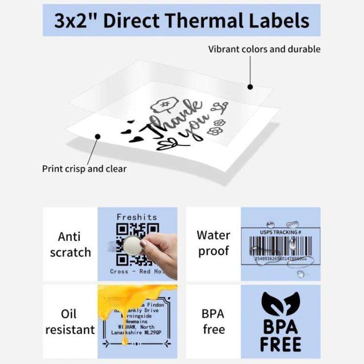 Phomemo 3 x 2 Inch Shipping Label Stickers for PM241-BT/PM246S/D520-BT Printer Y1-Yellow-500Sheets