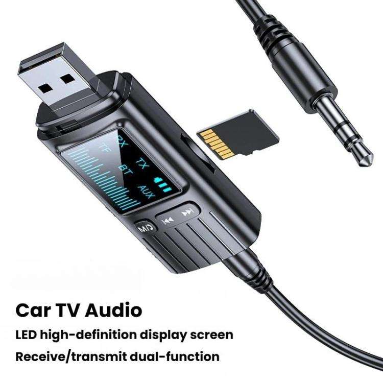 GT72 Bluetooth 5.4 Audio Adapter With Digital Display Portable Receiver & Transmitter