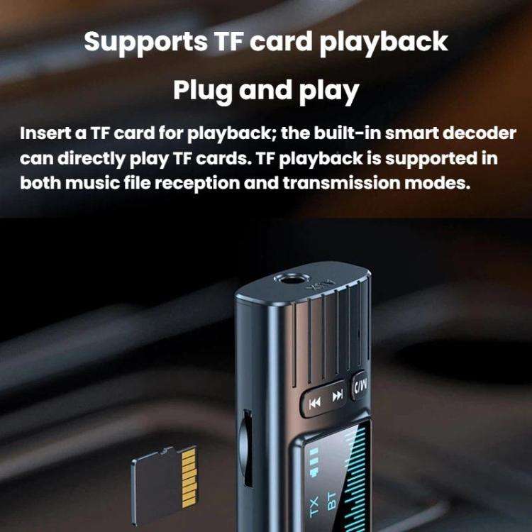 GT72 Bluetooth 5.4 Audio Adapter With Digital Display Portable Receiver & Transmitter