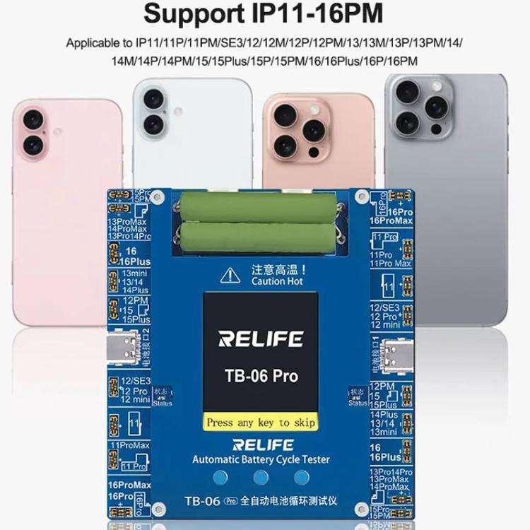 RELIFE TB-06 Pro  For IPhone 11-16 Series Fully Automatic Battery Cycle Tester With Dual-Channel ...