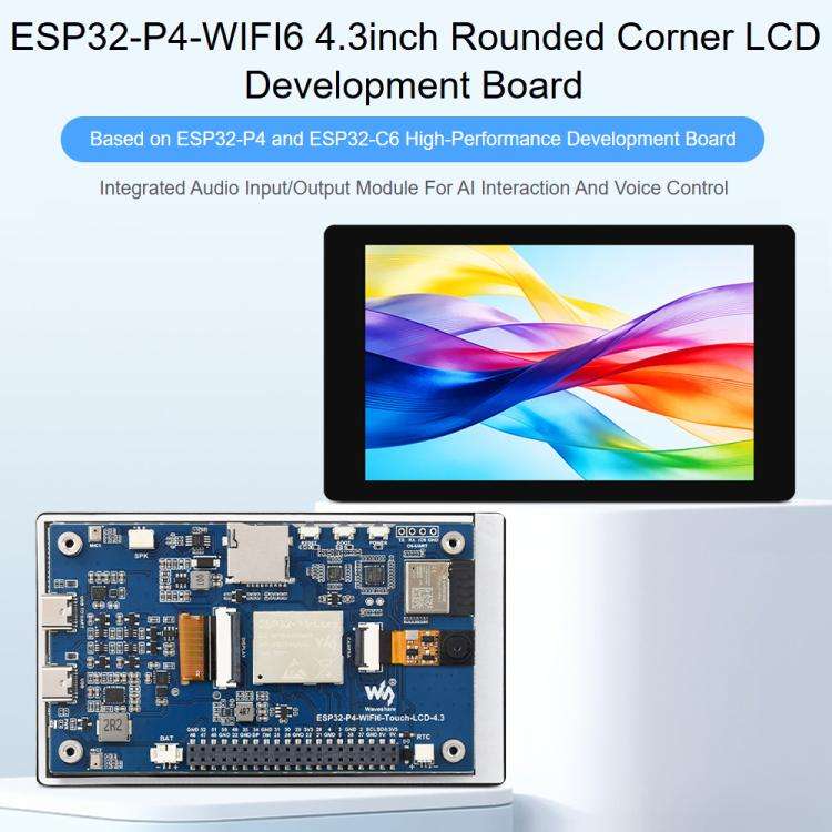 Waveshare ESP32-P4-WIFI6 4.3inch Development Board, 480 × 800 Resolution, 5-Point Touch, Onboard...