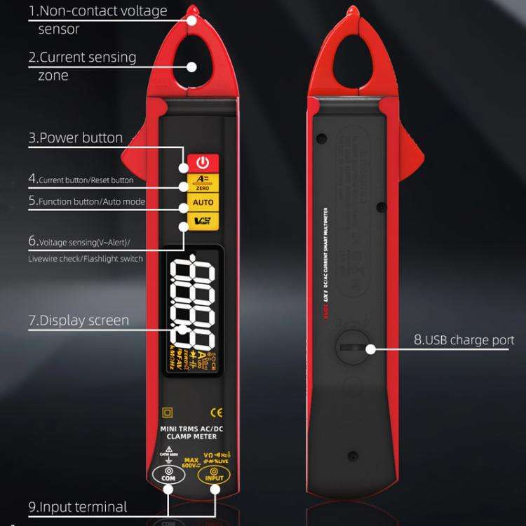 BSIDE UX1 High Precision Smart Clamp Meter AC/DC 100A 6000-Count Multimeter