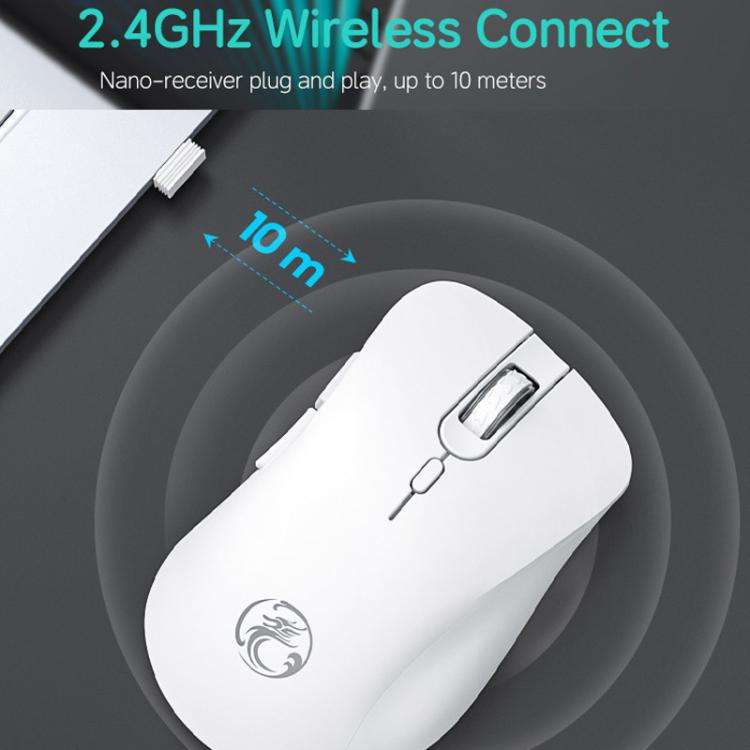 iMICE E-2310 Office Home Use 6-Button 2.4 GHz Wireless Gaming Mouse(White)