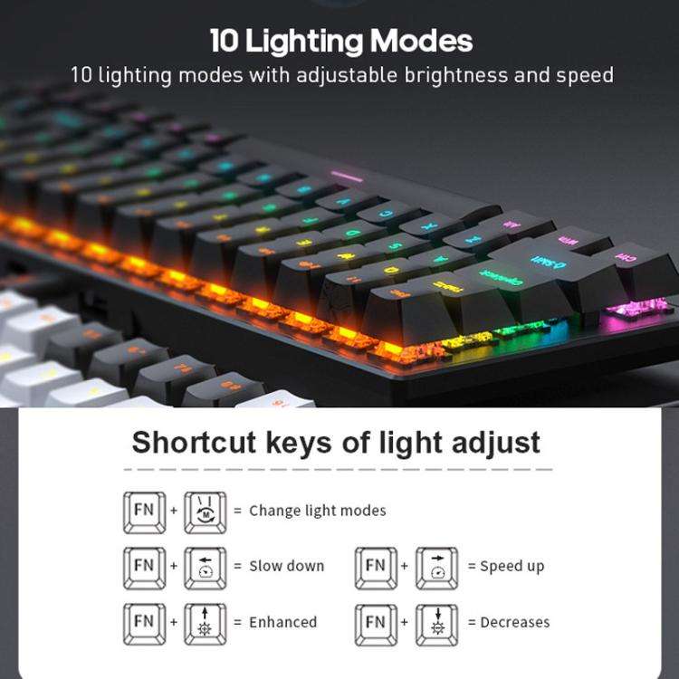 iMICE MK-X20 Adjustable RGB Lighting Wired Mechanical Gaming Keyboard Mouse(Black White Orange)