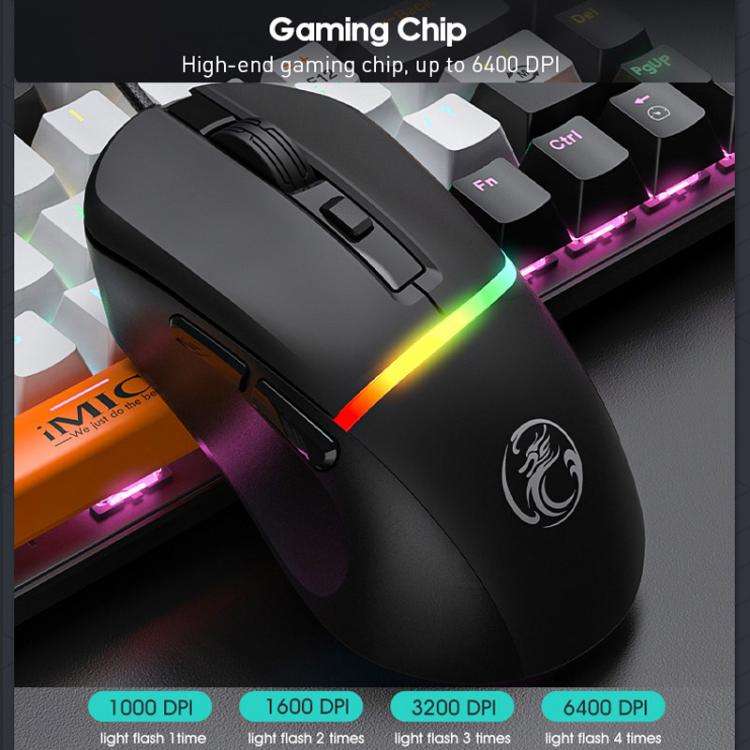 iMICE MK-X20 Adjustable RGB Lighting Wired Mechanical Gaming Keyboard Mouse(Black White Orange)