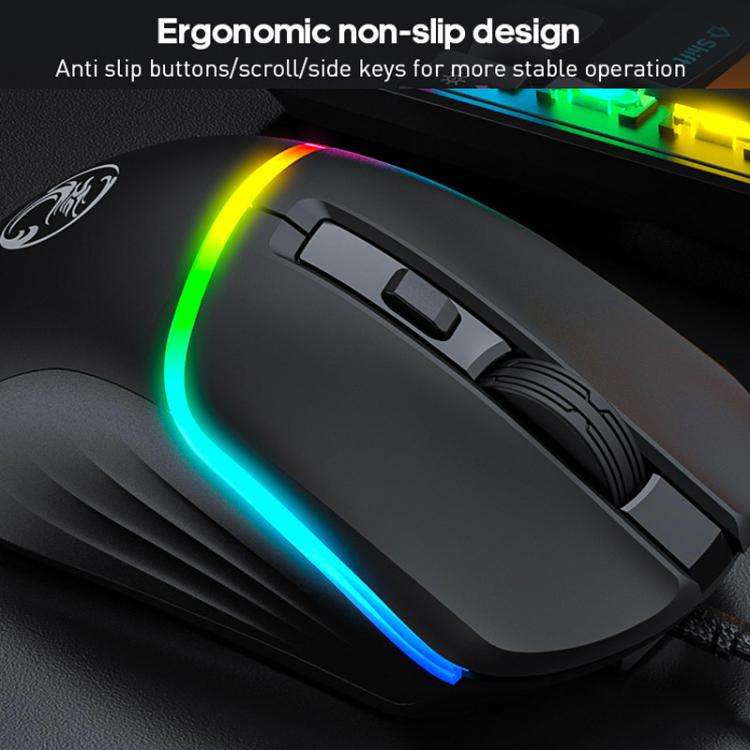 iMICE MK-X20 Adjustable RGB Lighting Wired Mechanical Gaming Keyboard Mouse(Black White Orange)
