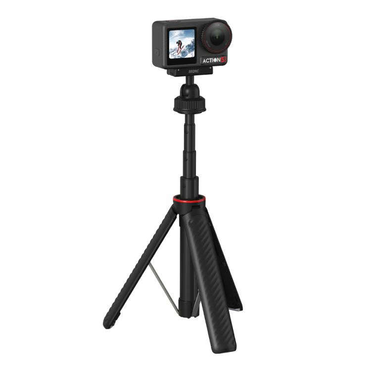 For DJI Osmo Action 5 Pro / Osmo 360 BRDRC Extended Selfie Stick Quick-Release Tripod(Black)