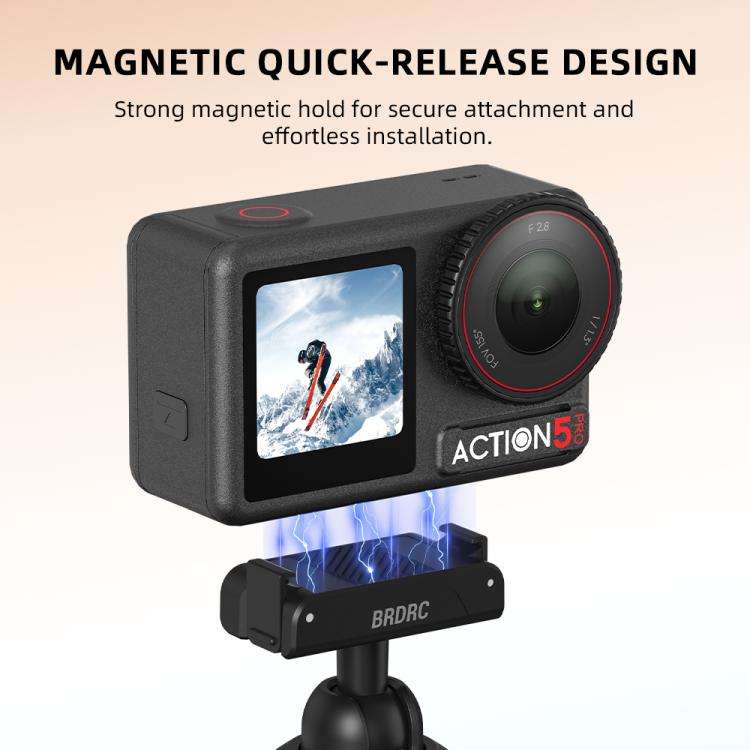 For DJI Osmo Action 5 Pro / Osmo 360 BRDRC Extended Selfie Stick Quick-Release Tripod(Black)