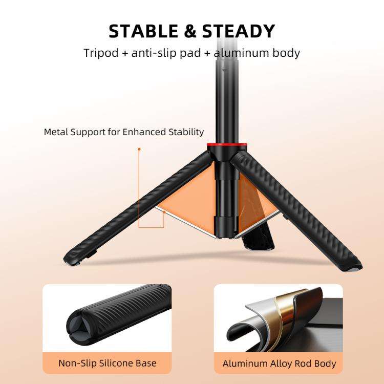 For DJI Osmo Action 5 Pro / Osmo 360 BRDRC Extended Selfie Stick Quick-Release Tripod(Black)