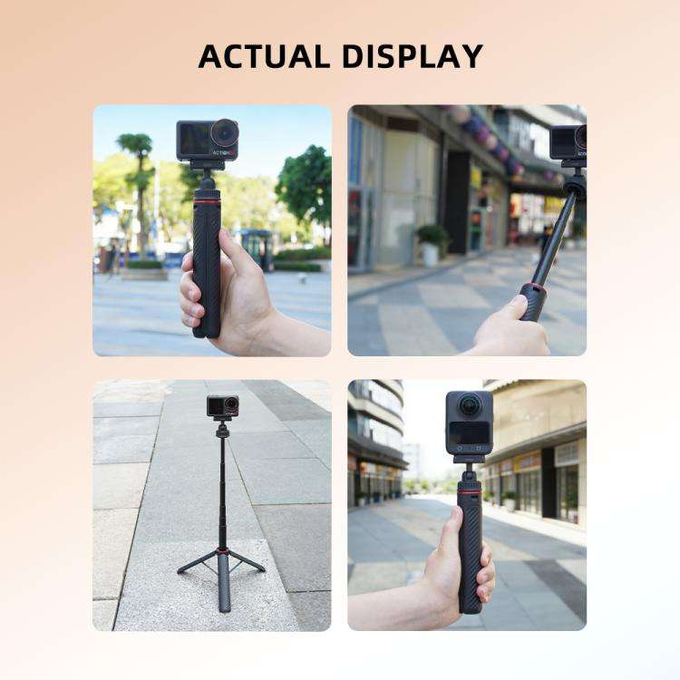 For DJI Osmo Action 5 Pro / Osmo 360 BRDRC Extended Selfie Stick Quick-Release Tripod(Black)