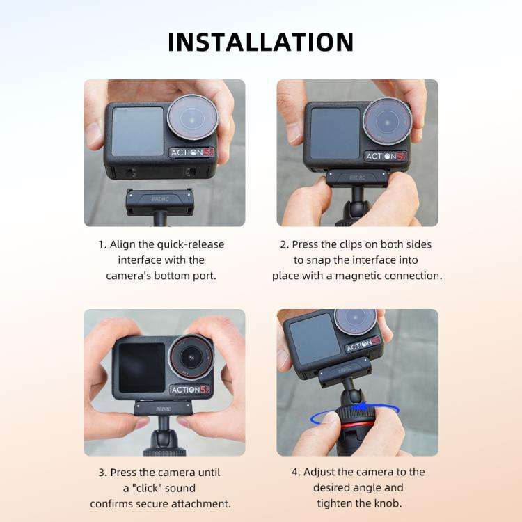 For DJI Osmo Action 5 Pro / Osmo 360 BRDRC Extended Selfie Stick Quick-Release Tripod(Black)