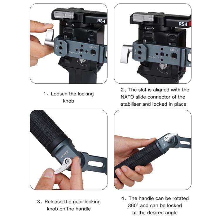 XILETU Adjustable Angle Handle Grip For DJI RS 4 Mini/RS 4 Pro/RS 4/RS 3 Mini/RS 3 Pro/RS 2 Stabi...