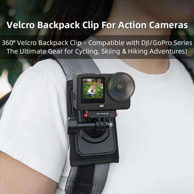 For DJI Osmo Pocket 3 / Action 6 / GoPro Backpack Shoulder Strap Bracket Clip(Black)