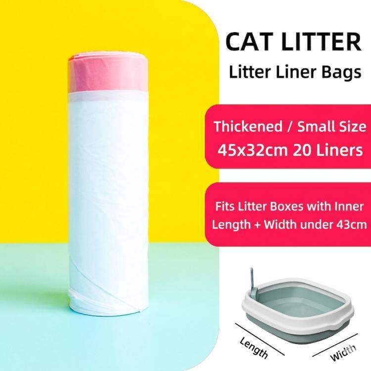 20 Counts 45x32cm Drawstring Cat Litter Box Liners Kitty Litter Bags Scratch-Resistant Waste Bags...