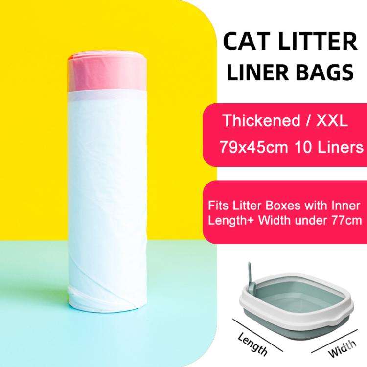 10 Counts 79x45cm Drawstring Cat Litter Box Liners Kitty Litter Bags Scratch-Resistant Waste Bags...