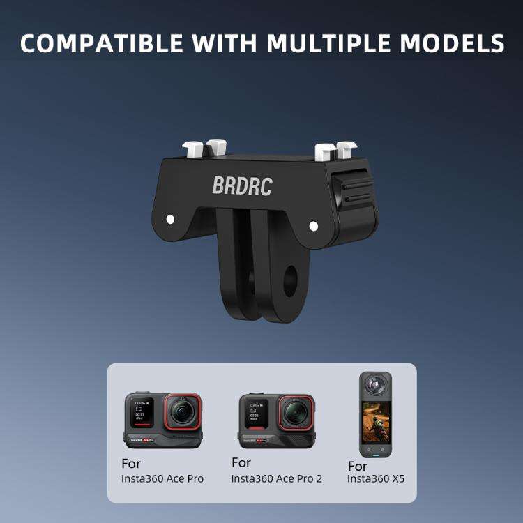 For Insta360 Ace Pro / Ace Pro 2 BRDRC Two-Claw Extendable Magnetic Quick-Release Base(Black)