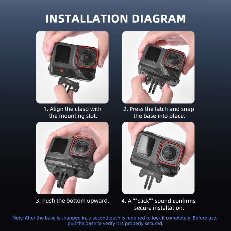 For Insta360 Ace Pro / Ace Pro 2 BRDRC Two-Claw Extendable Magnetic Quick-Release Base(Black)