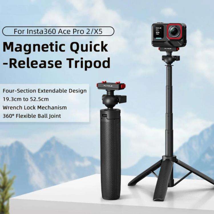 For Insta360 Ace Pro 1 / 2 / ACE / X5 Flymile Quick-Release Selfie Extension Tripod(Black)
