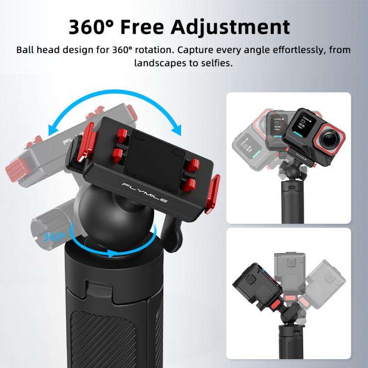 For Insta360 Ace Pro 1 / 2 / ACE / X5 Flymile Quick-Release Selfie Extension Tripod(Black)