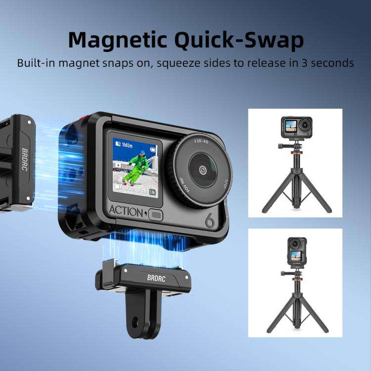 BRDRC For DJI Magnetic Quick-Release Base Two-Claw Stand Extension Accessory(For Osmo Action 3 / ...