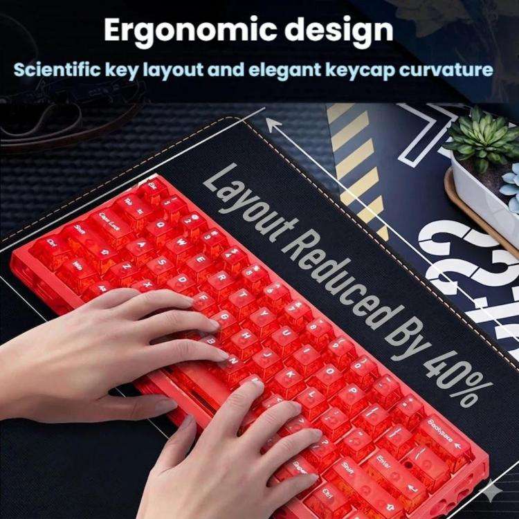 H60 Pro Bluetooth Wireless Triple-Mode Gaming Keycap Cutout Magnetic Axis Keyboard(Red)