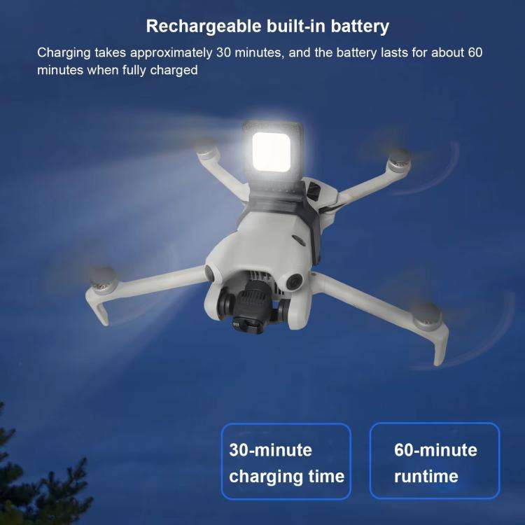For DJI Mini 4 Pro Ultra Bright Night Flight Light 180-degree Adjustable LED Searchlight with 3 L...