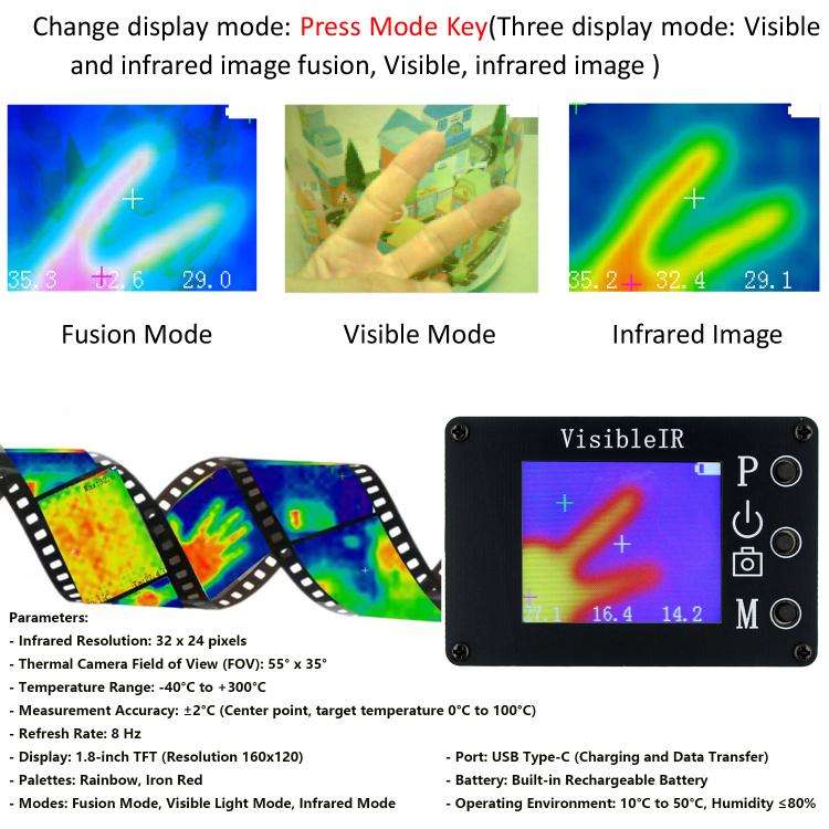 VisibleIR B18 Infrared-Visible Thermal Imager Camera(Black)