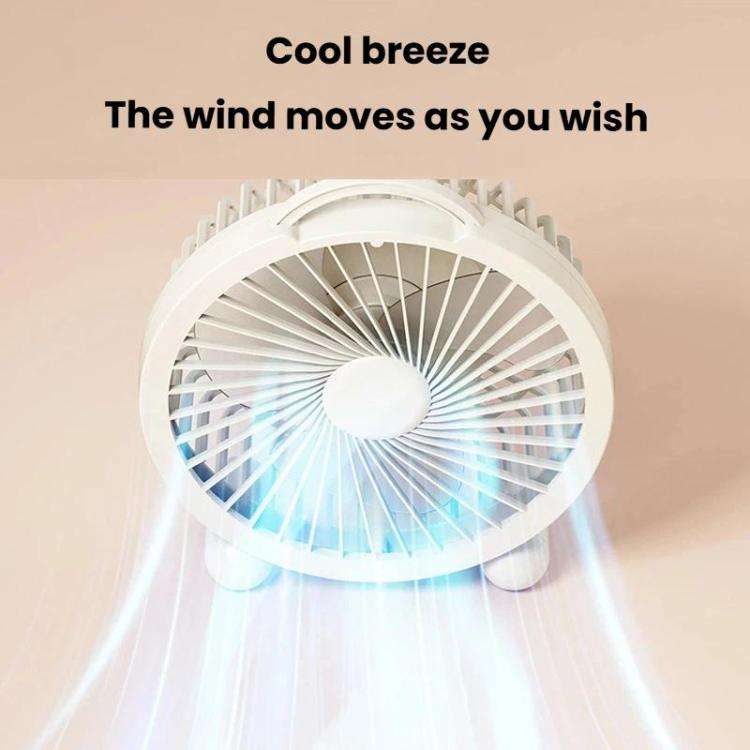 Portable Desktop Fan High-Wind Table Fan For Dormitory & Office, Spec: 6 inch Rechargeable White